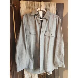 Moose Creek Heavy Button Down Long Sleeve Flannel Shirt Light Gray Large
